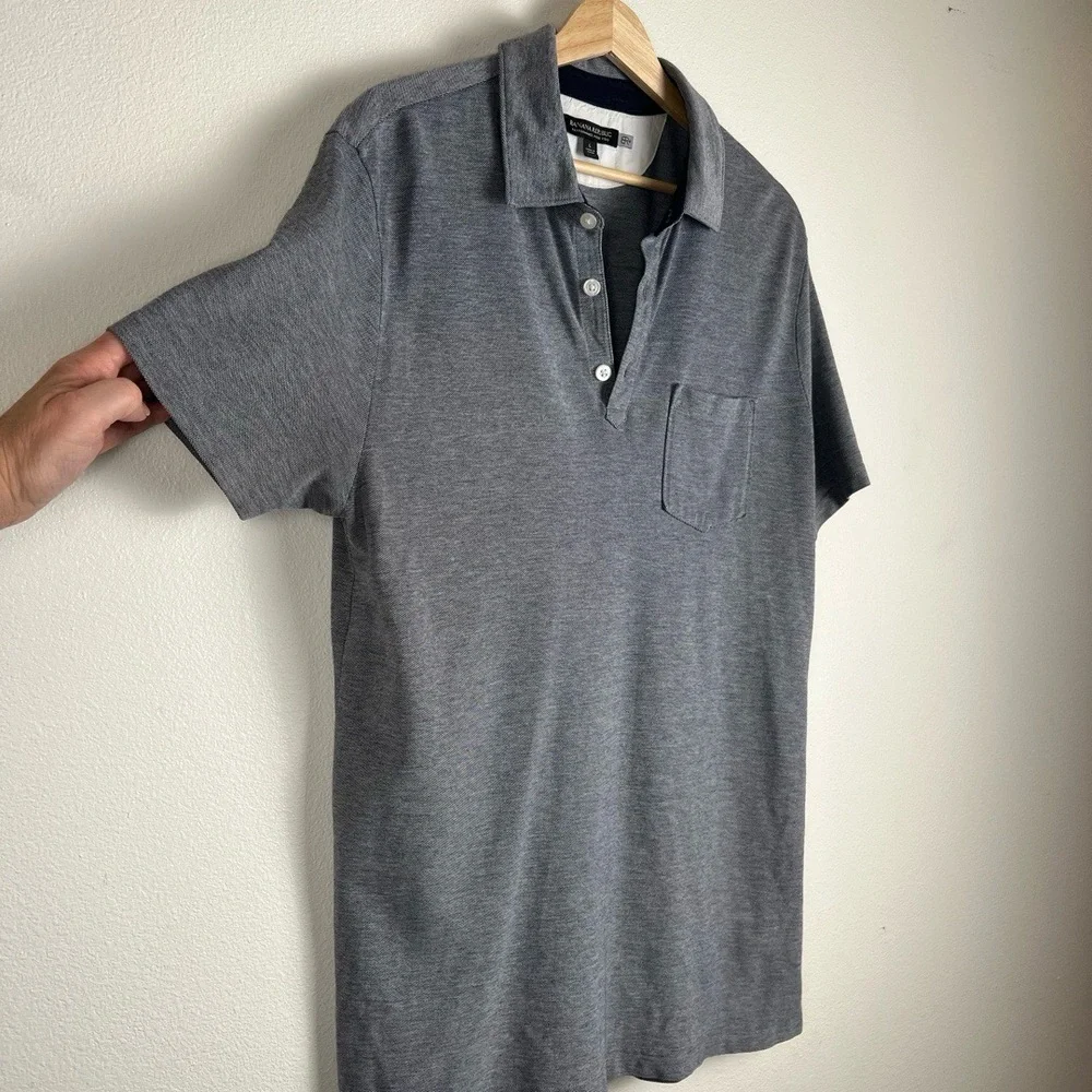 Banana Republic Mens Polo Large Grey Casual Front‎ Pocket Golf Outdoor Preppy